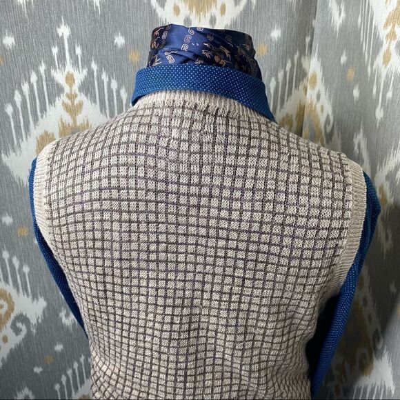 Polo Ralph Lauren Vintage Tan & Brown Check Plaid Linen Vest - Picture 6 of 16